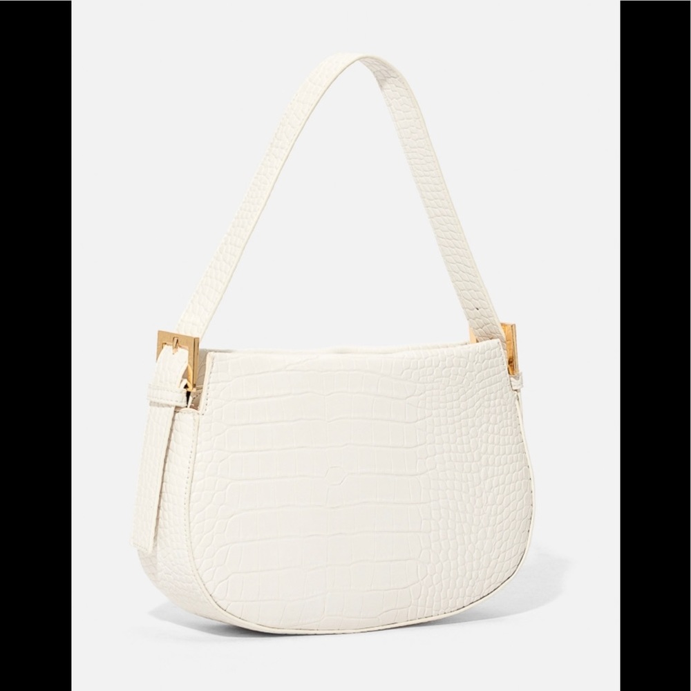 NWT JustFab Faux Croc Shoulder Bag in White - Picture 7 of 12